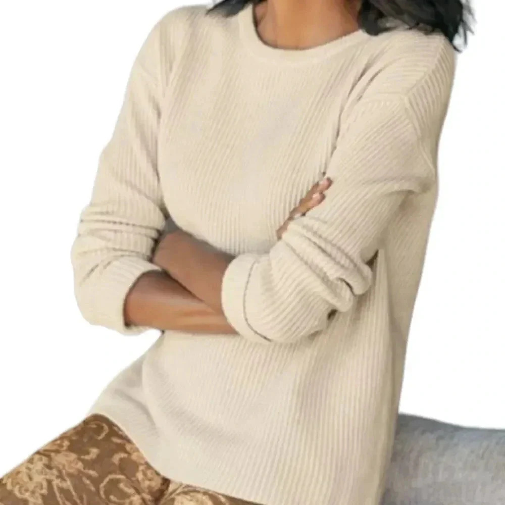 Soft Surroundings cream knit sweater size medium